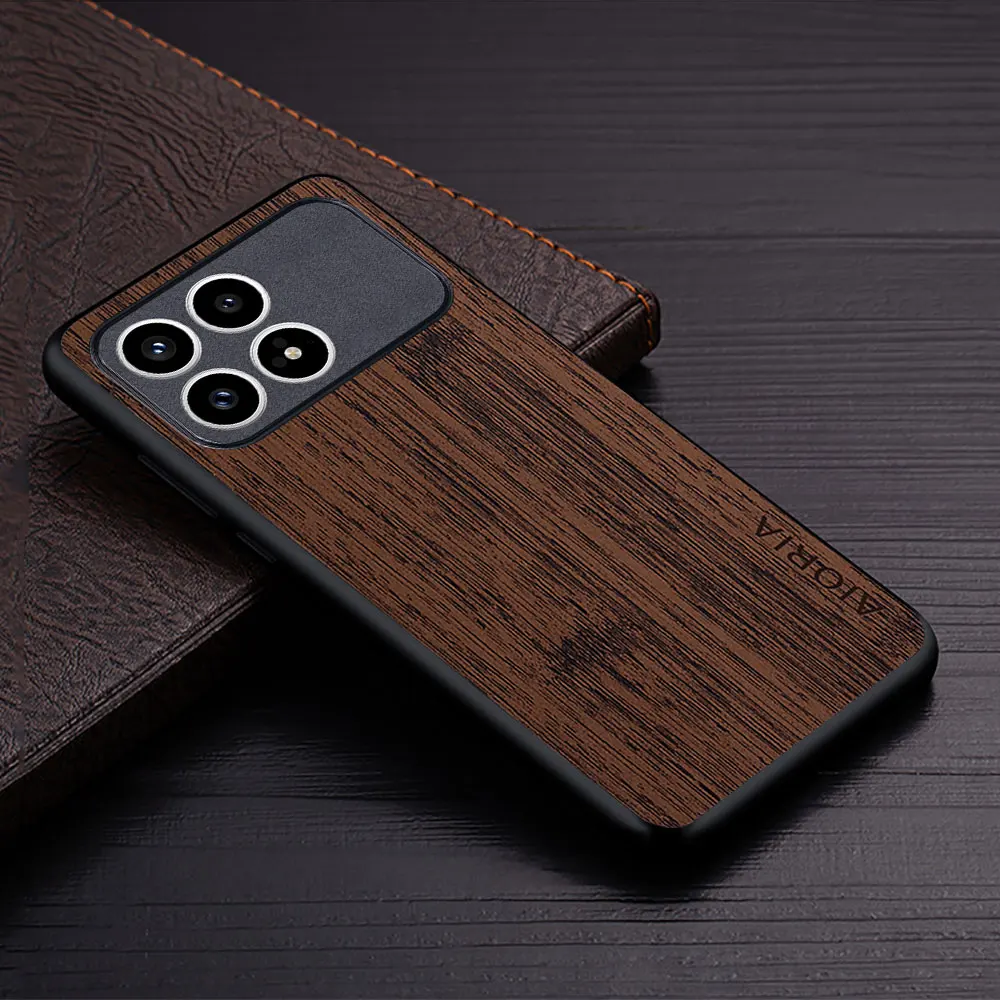 Luxury Faux Leather Wood Grain Phone Cover