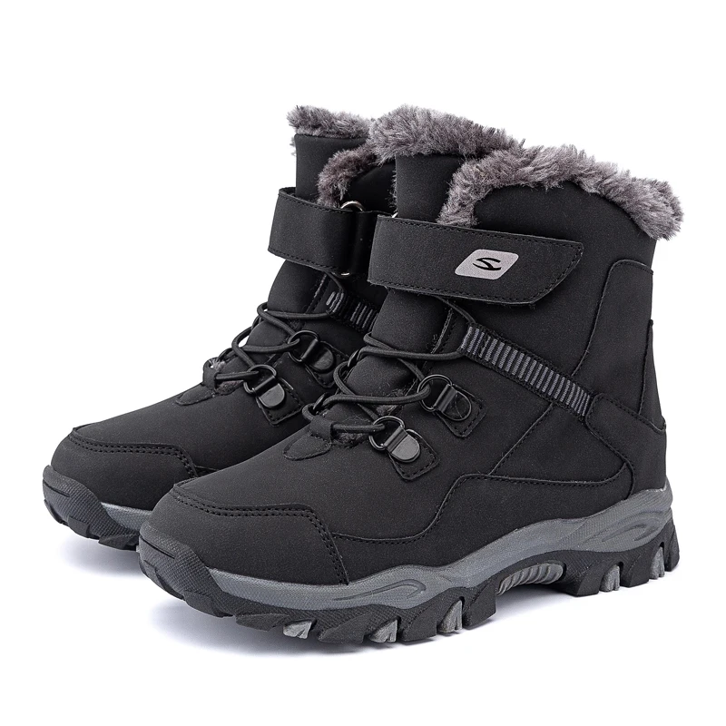 Winter Schnee Warme Pelz Jungen Sneaker Gummi Wandern Schuh Mode Kinder Schuhe Wasserdichte Leder Stiefel Kinder_voghion.com