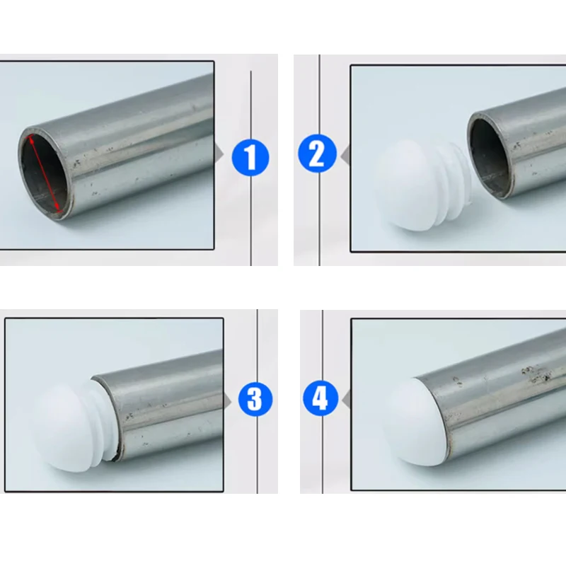 Versatile Round Steel Pipe Plug End Caps - Black/White Dust Cover Inserts