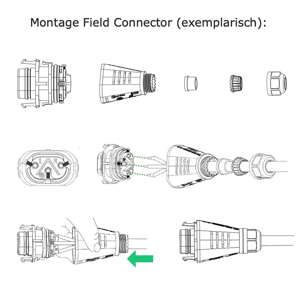 For Hoymiles Field Connector BC05 Connector BC05-BR3M-02 For HMS Inverters 300 V 12 A ABS Field Connector PV System Solar Parts