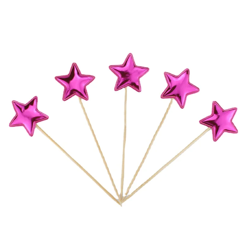 Elegant Crown Star Cake Toppers - Set of 5, Gold & Silver for Celebrations and Weddings
