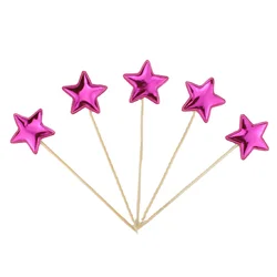 Elegant Crown Star Cake Toppers - Set of 5, Gold & Silver for Celebrations and Weddings (6)