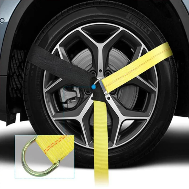Ratchet Tie Down Straps Kit Tire Straps Car Tie Down with Snap Hooks for Passenger Car Truck Trailer