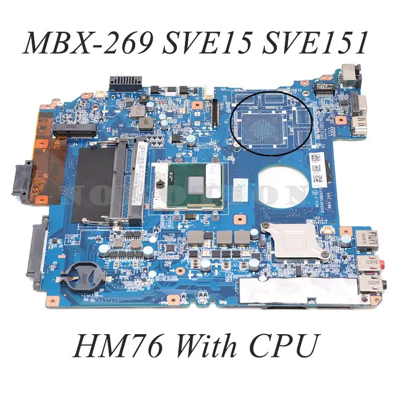 

For Sony vaio SVE15 SVE151 SVE15112FXS Laptop Motherboard MBX-269 DA0HK5MB6F0 A1876097A A1892852A HM76 DDR3 With CPU