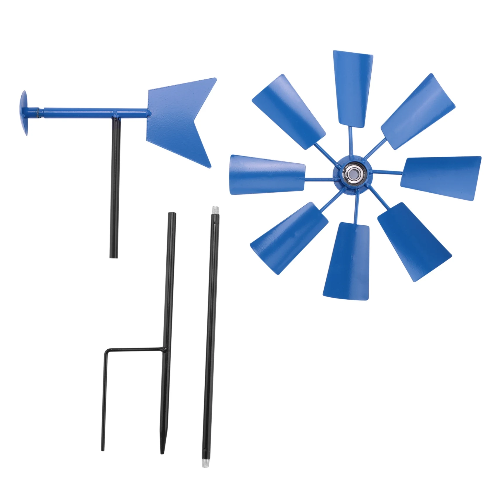 

1Pc Wind Spinner Decorative Windmill Decorative Iron Windmill Yard Plug-in Winnower Garden Wind Spinner Ornament-Blue