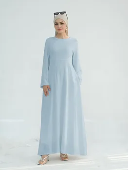 Loriya Dubai Turkish Solid Color Waist-Tie Abaya