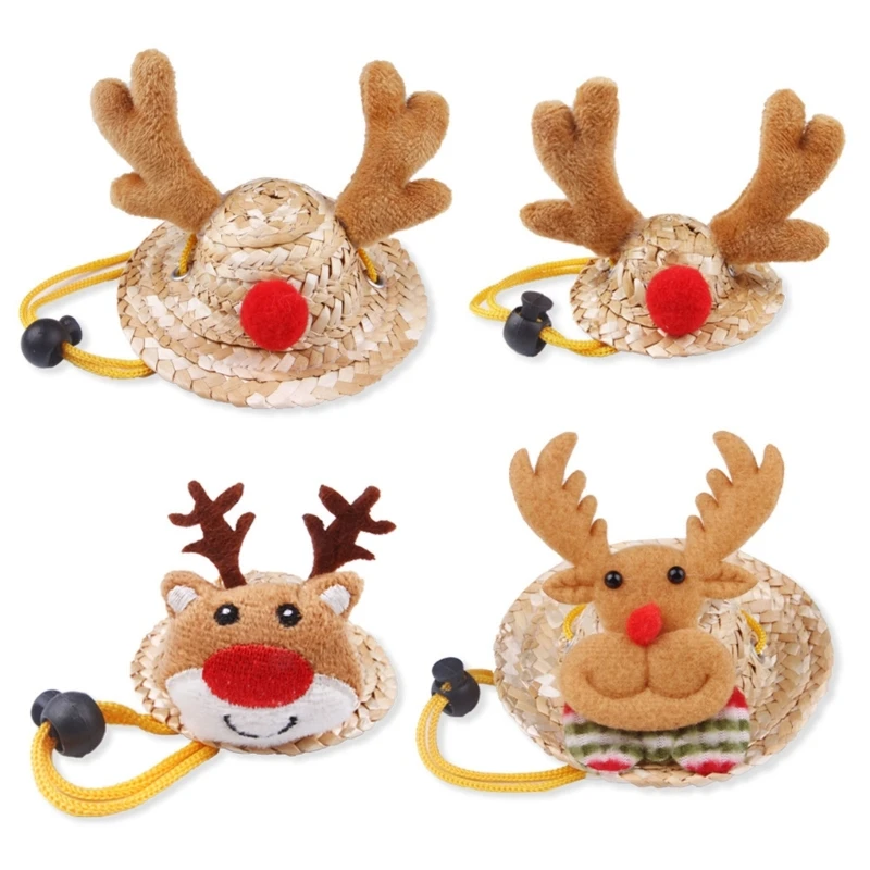 

Elk Antlers Headwear Hat Straw Cap for Hamster Festival Gift Cosplay Supplies