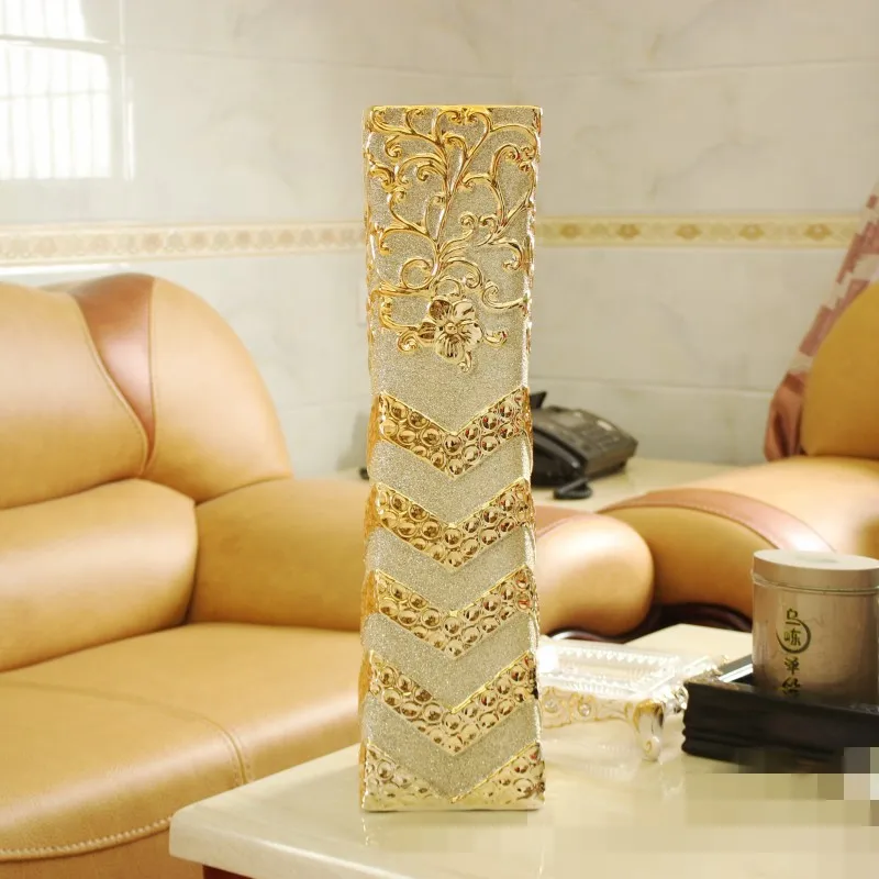 

European creative straight square vase living room floor flower arrangement decorations