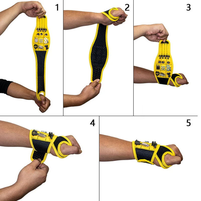 Magnetic Wristband Repair Tool Bag for Holding Screws Nails Drilling Bits Wrist Tool Holder Storage Tool Bag