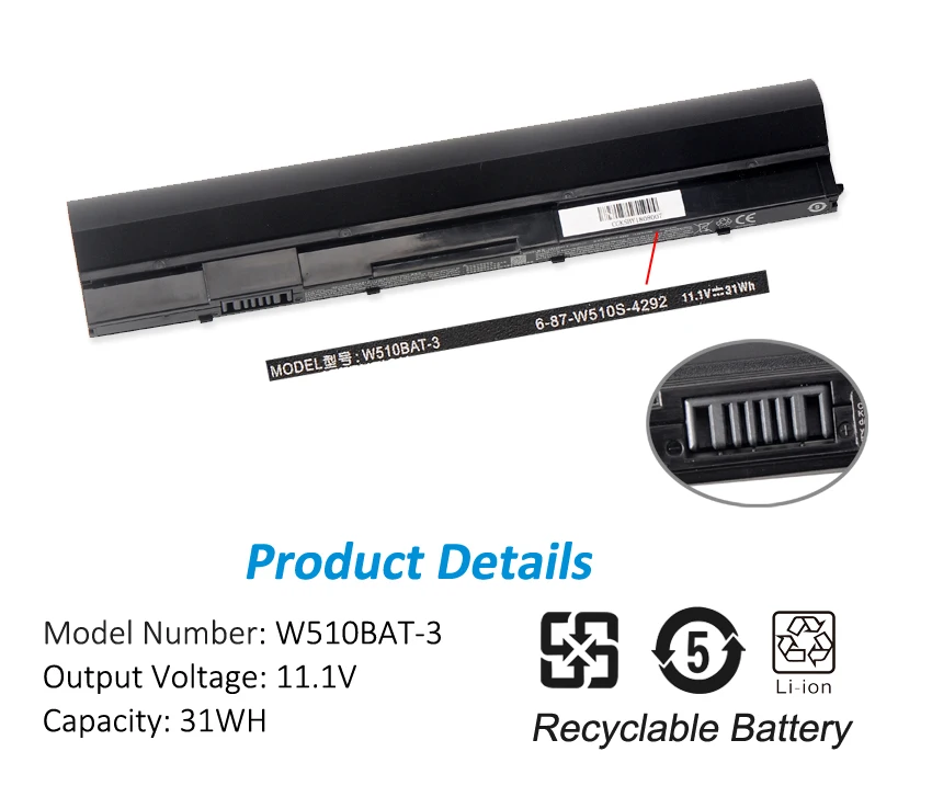 Bateria do Portátil para Clevo W510bat3 Kingsener W510lu W510s W515lu Notebook Série 687-w510s 697-w510s4292 6-87-w510s-42f2 31wh - Imagem 3