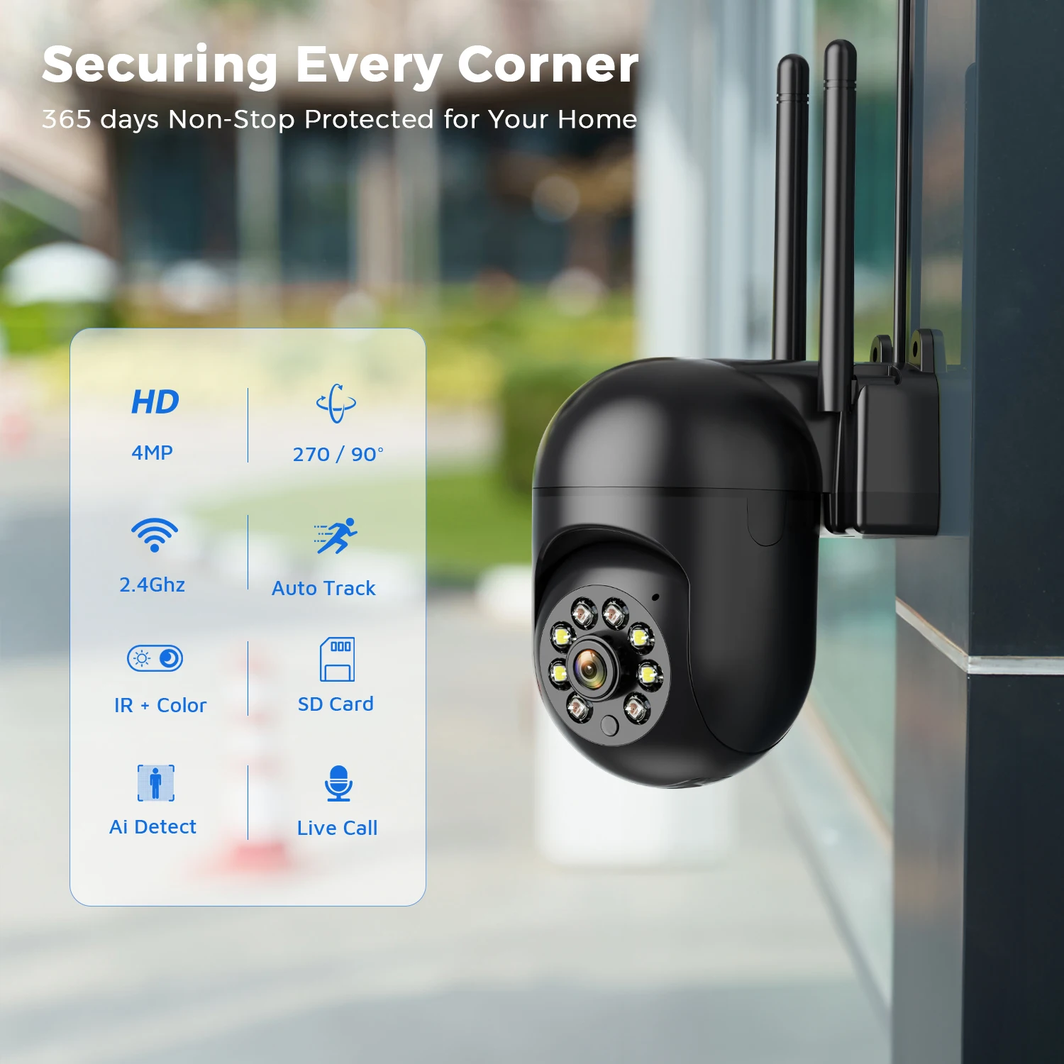 BESDER 4MP Wireless Security Surveillance PTZ Camera Wifi Outdoor 3MP IP Camera Human Tracking Two-way Audio Night Color iCSee 3