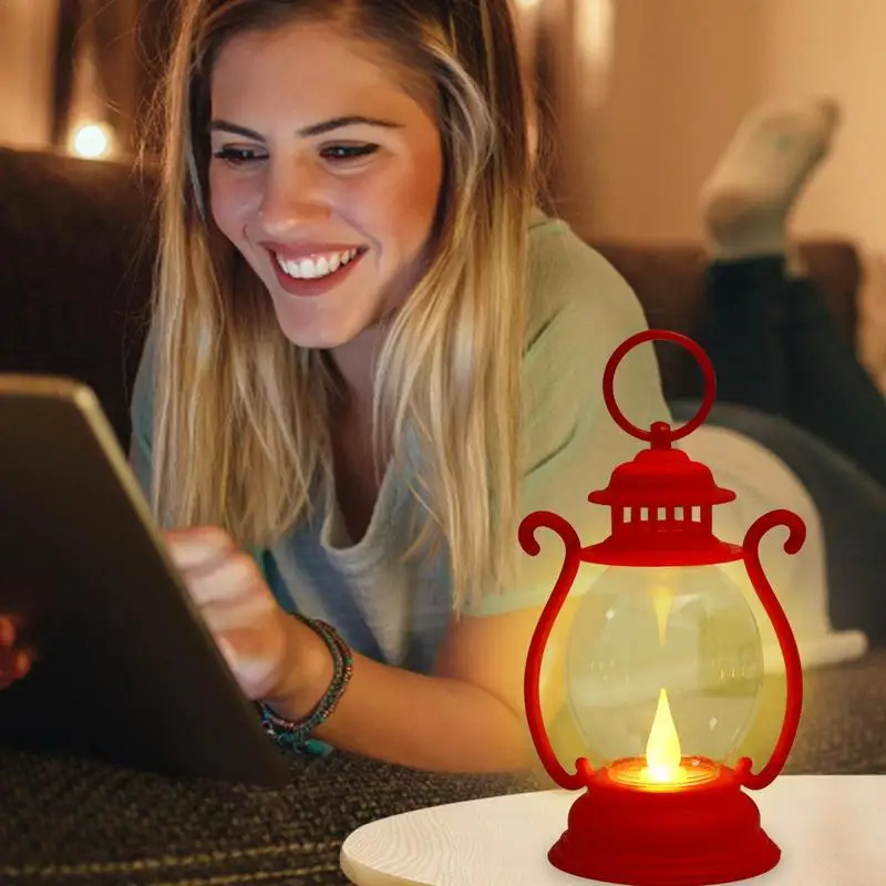 Retro Lantern Retro Camping Hanging Lanterns Battery Powered Led Small Oil Lamp For Fishing Tent Camping Equipment camping light portable lanterns camping lamp camping lantern