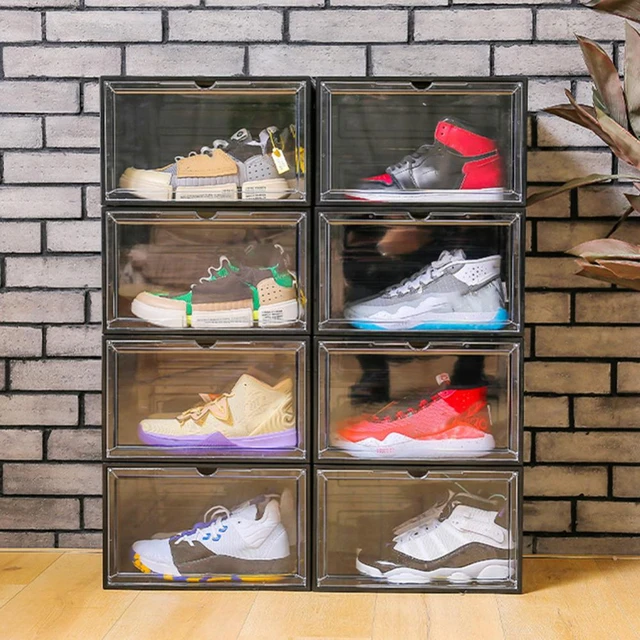 Dustproof Clear Box Organizer Storage Stackable Shoes Container Display  Magnetic Box Organizer