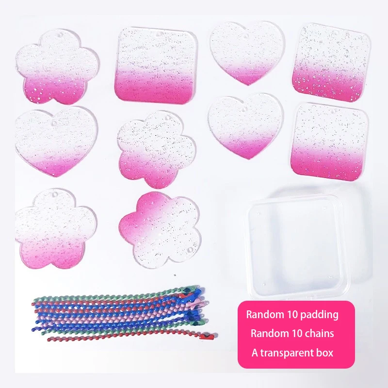 

Mute Goo Card Acrylic Handmade Card Handmade Material Set Transparent Gradient Flash Powder Stuck Brick Chain Goo Plate