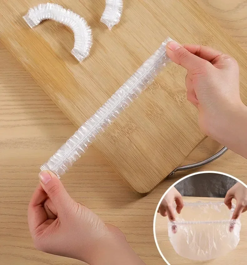Plastic Wrap Disposable Food Bags Food Cover Plastic Wrap Elastic Cling Film Lid Kitchen Organizer Storage Organization Home Garden