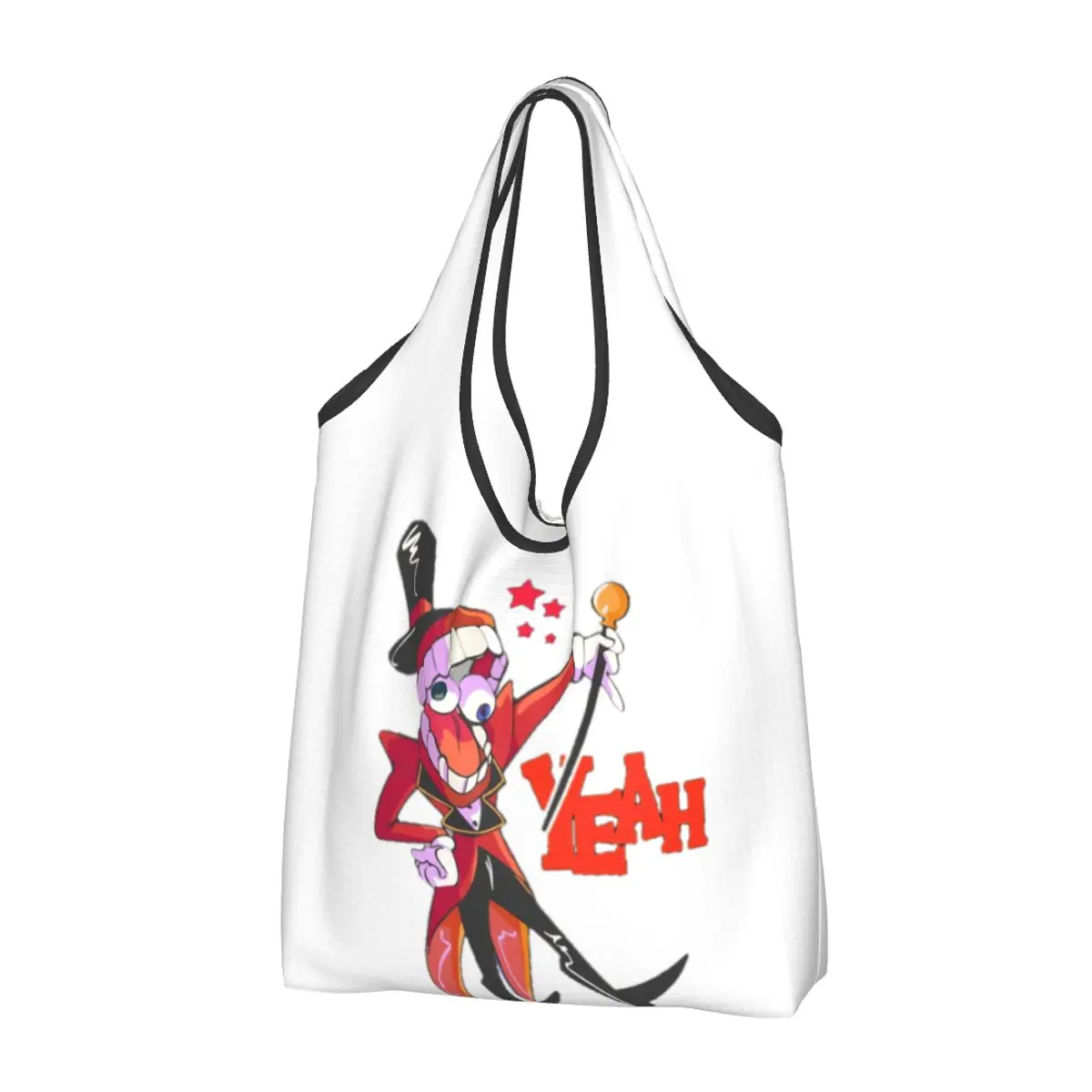 

The Amazing Digital Circus Cartoon Grocery Bags Durable Large Reusable Recycle Heavy Duty Shopping Tote Bag Attached Pouch