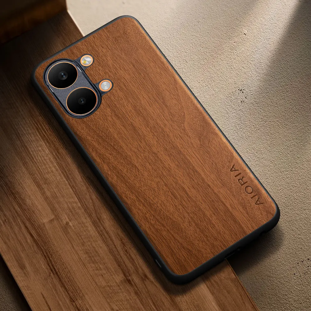 Stylish Wooden Pattern PU Leather Cover - Premium Case