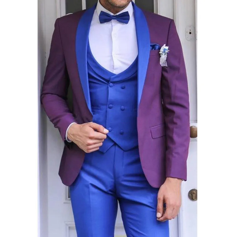 

2022 Custom Made 3 Pieces Mens Suits for Wedding Double Breasted Vest Groom Suits Slim Fit Wedding Tuxedos Jacket+Pants+Vest