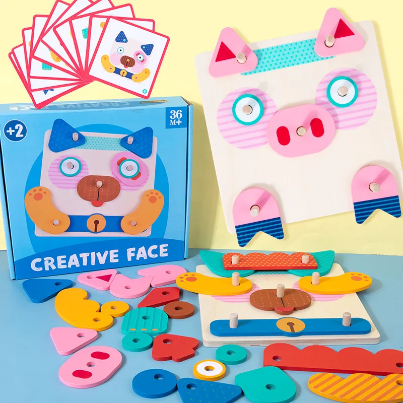 

3d пазлы с креативным лицом, настольные игры, детские игрушки, материалы Монтессори, деревянная детская игрушка для обучения