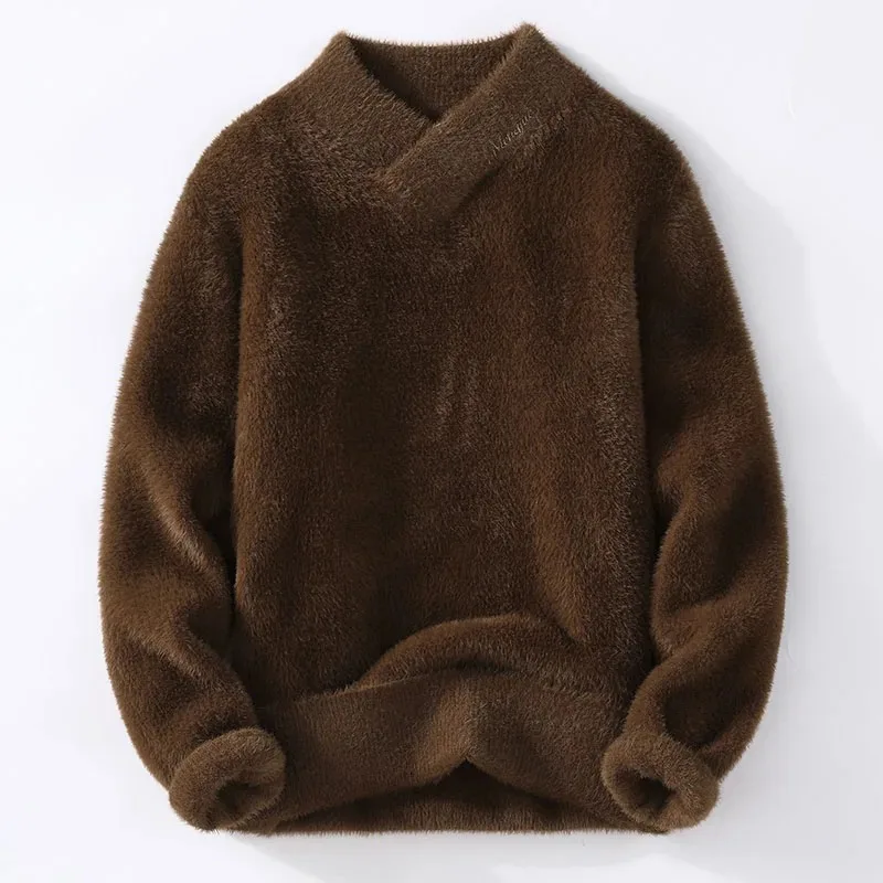 2024Pull Homme New Winter Top Quality Cashmere V-neck Sweaters Mens  Knitted Pullover Men Soft Warm Fashion Solid Color Chothing