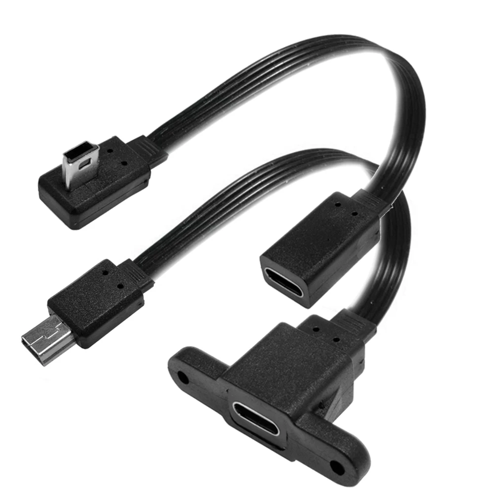 

10cm 20CM Neue Mini USB Left Right UP Down Stecker auf Typ-c Weiblichen Lade Daten Adapter Kabel Adapter