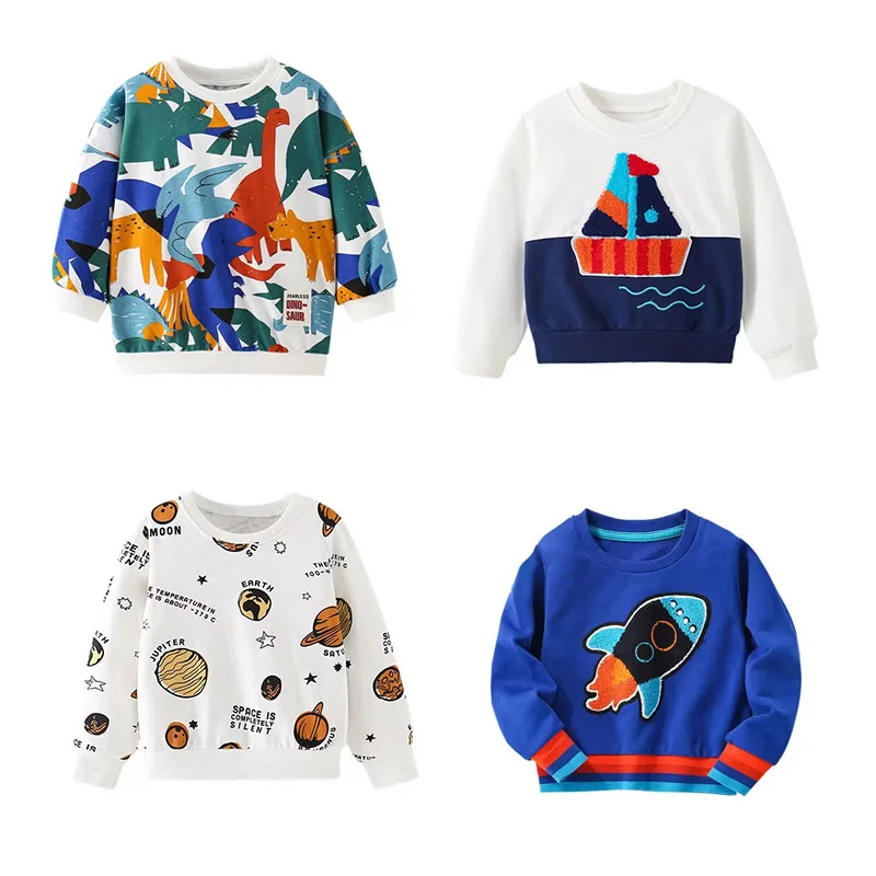 Jumping Meters Cartoon Children's Sweatshirts Cotton Autumn Spring Kids Clothing Hooded kids hoodie sweatshirts