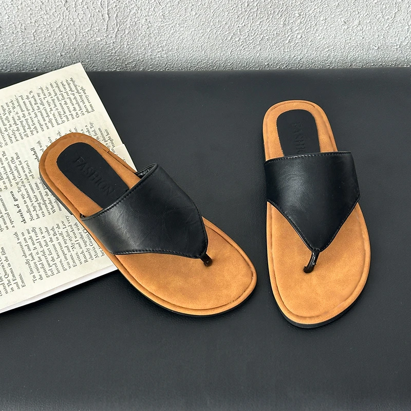 Aphixta Concise Black Flip Flop Flat With Slippers Casual Women Mulers Outside Summer Sandals Shoe Women's Flip Flops