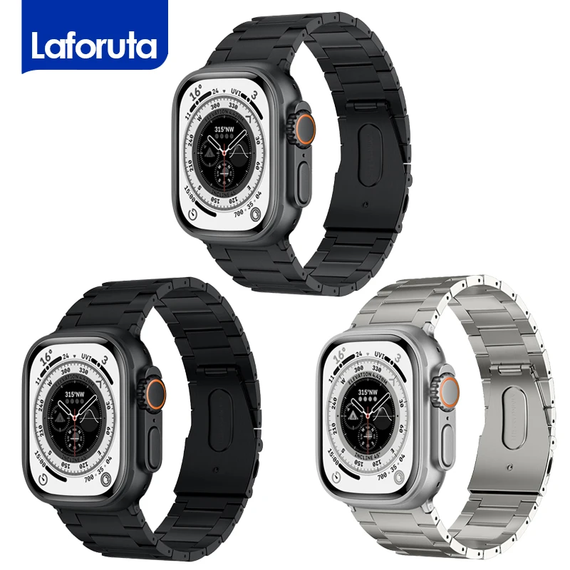 

Ремешок титановый для Apple Watch 8 7 SE 6 5 4 3 Ultra, металлический браслет для iWatch Series 45 мм 41 мм 40 мм 38 мм 42 мм 44 мм