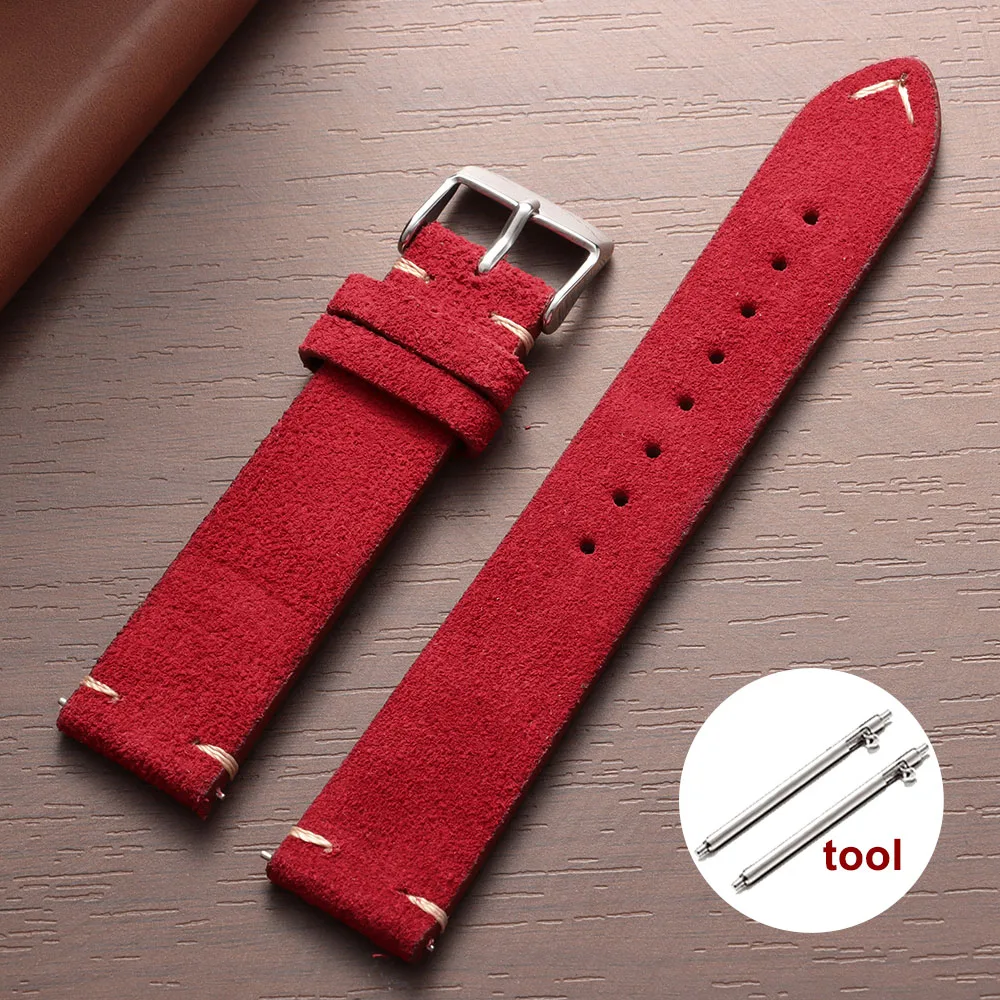 Vintage Red Suede Leather Quick Release Wristband Bracelet