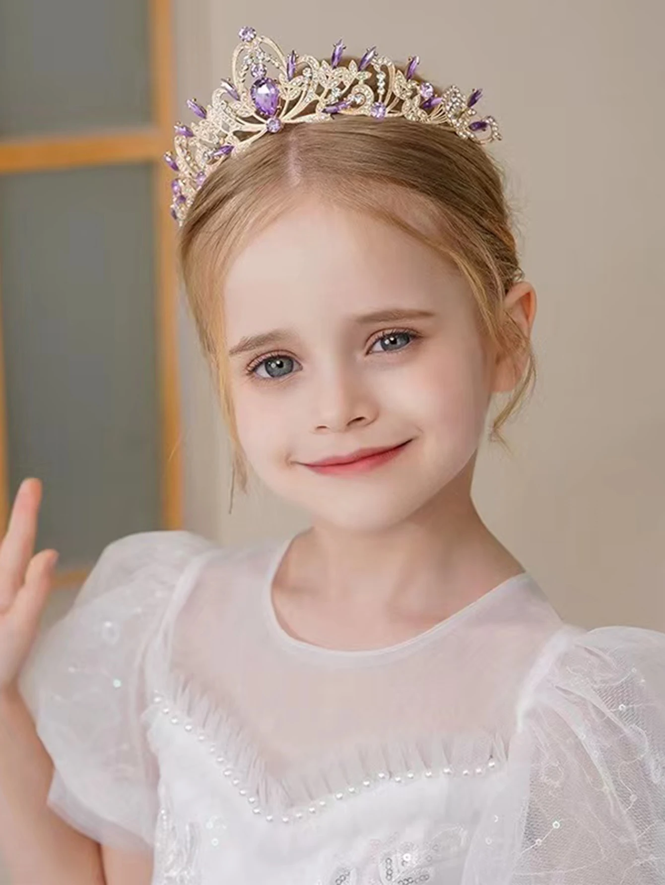 Prinzessin Strass Krone Mädchen Kopfschmuck High-End Temperament Haarband für Kinder Leistung und Geburtstag Haar Zubehör – Detail 1