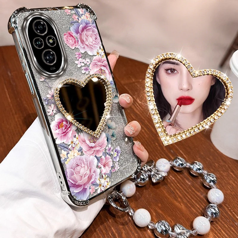 Splendid Flowers Plating Bracelet Holder Phone Case Cover