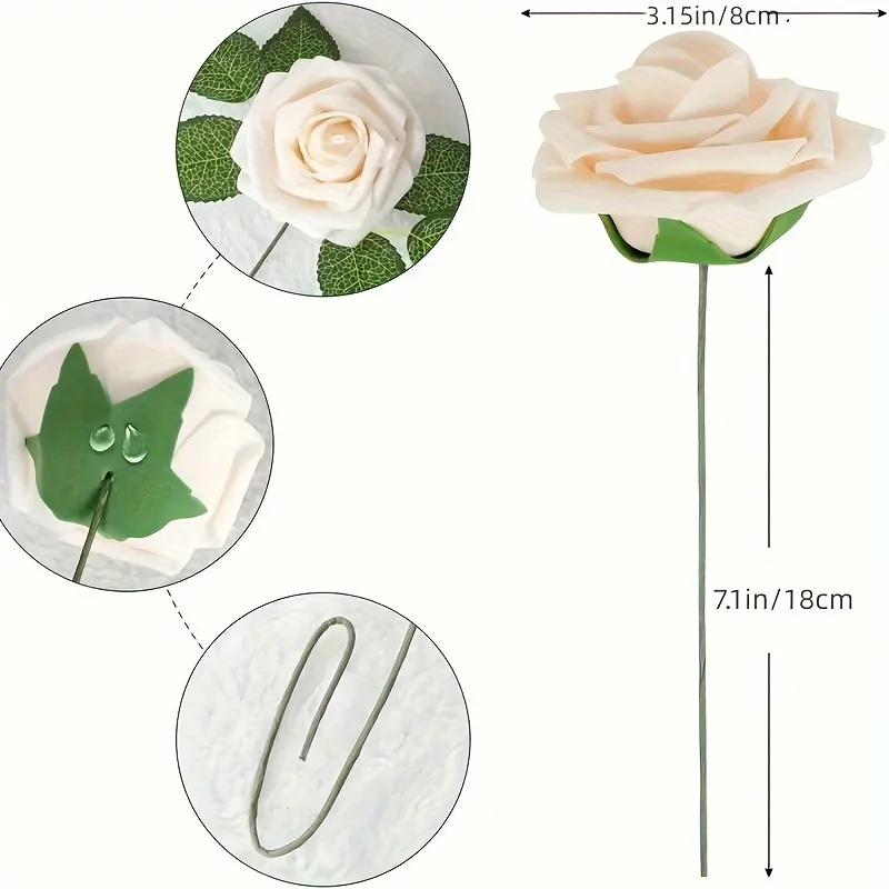 8 Cm Fiori Artificiali Rose 25 Pezzi Rose Finte Reali Con Stelo