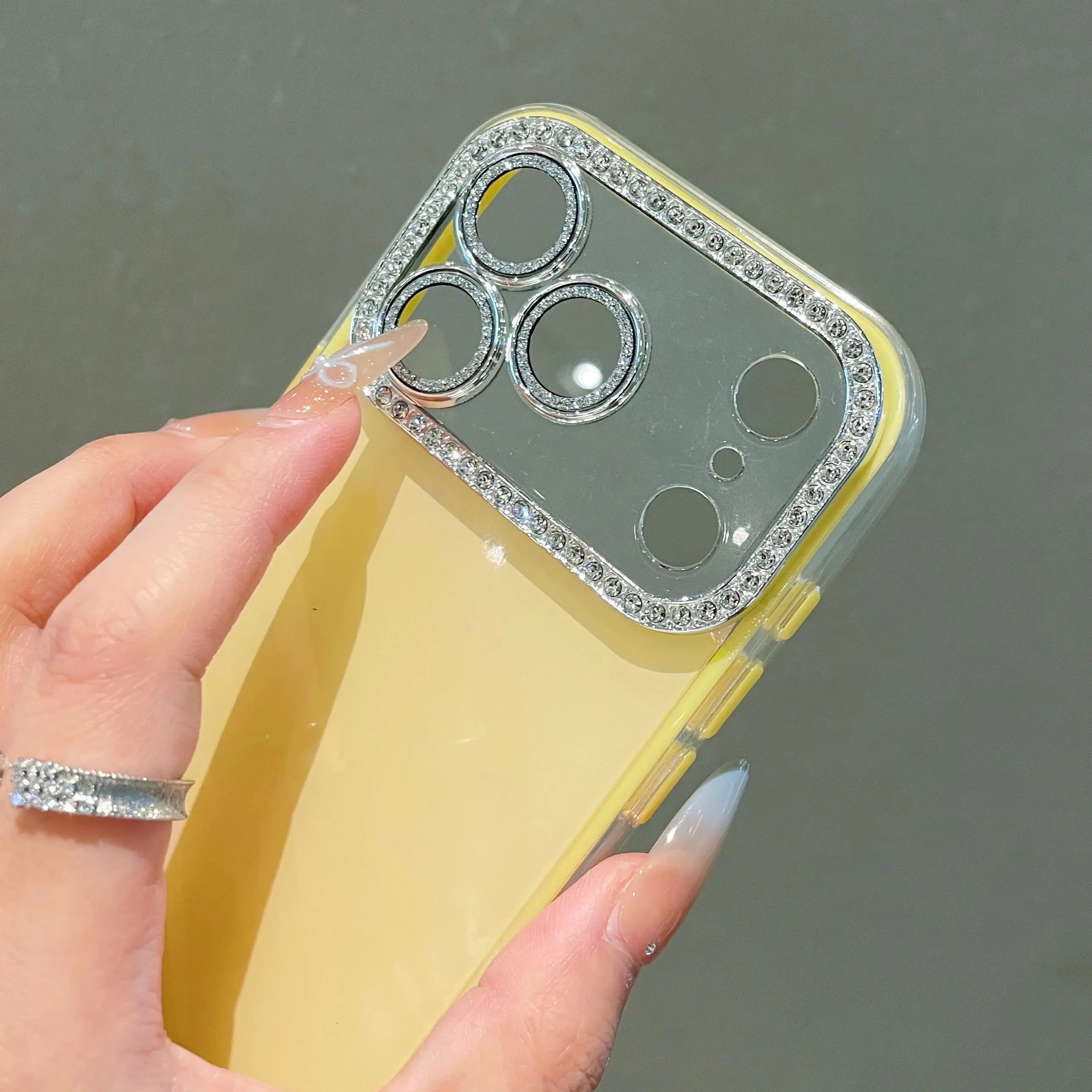 Shiny Diamond Camera Lens Candy Color Phone Case - Shockproof Protection