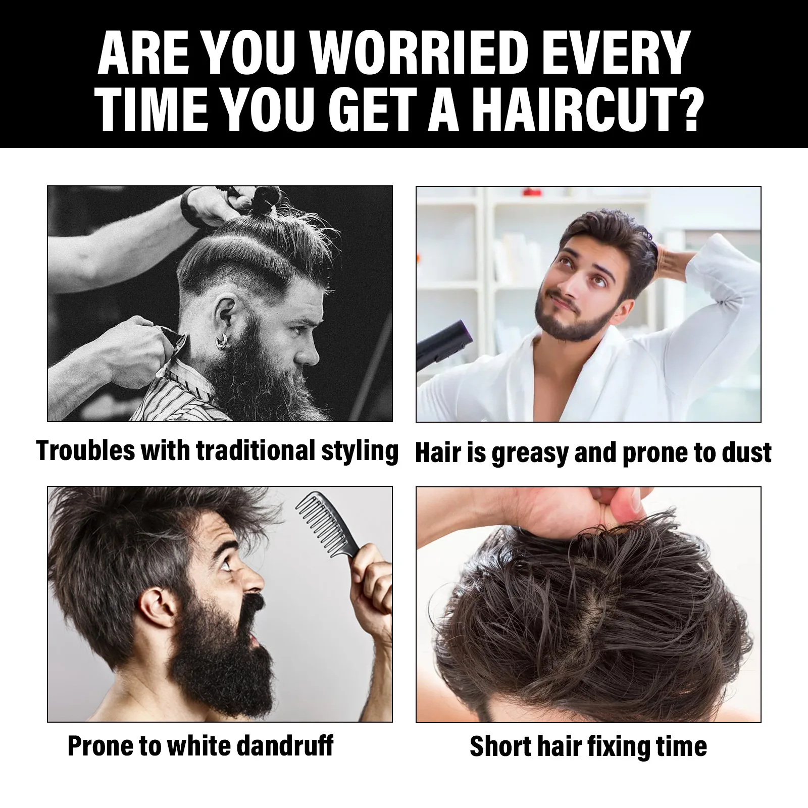 Men Hair Styling Wax Long-Lasting Strong Hold Reduce Frizz Improve Fluffy Wave Control Non Greasy Keep Shine Hair Shaping Pomade