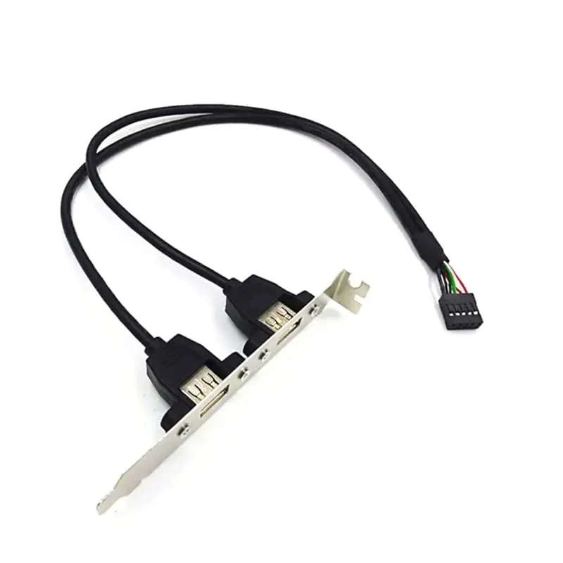 검정색 2포트 USB 2.0 마더보드 후면 패널 확장 브래킷 - IDC 9핀 마더보드 USB 케이블 호스트 어댑터