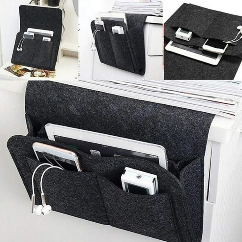 

1pc Felt Bedside Storage Bag Organizer Anti-Slip Bedside Pocket Bed Sofa Side Hanging Couch Collection Bag Remote Control Holder
