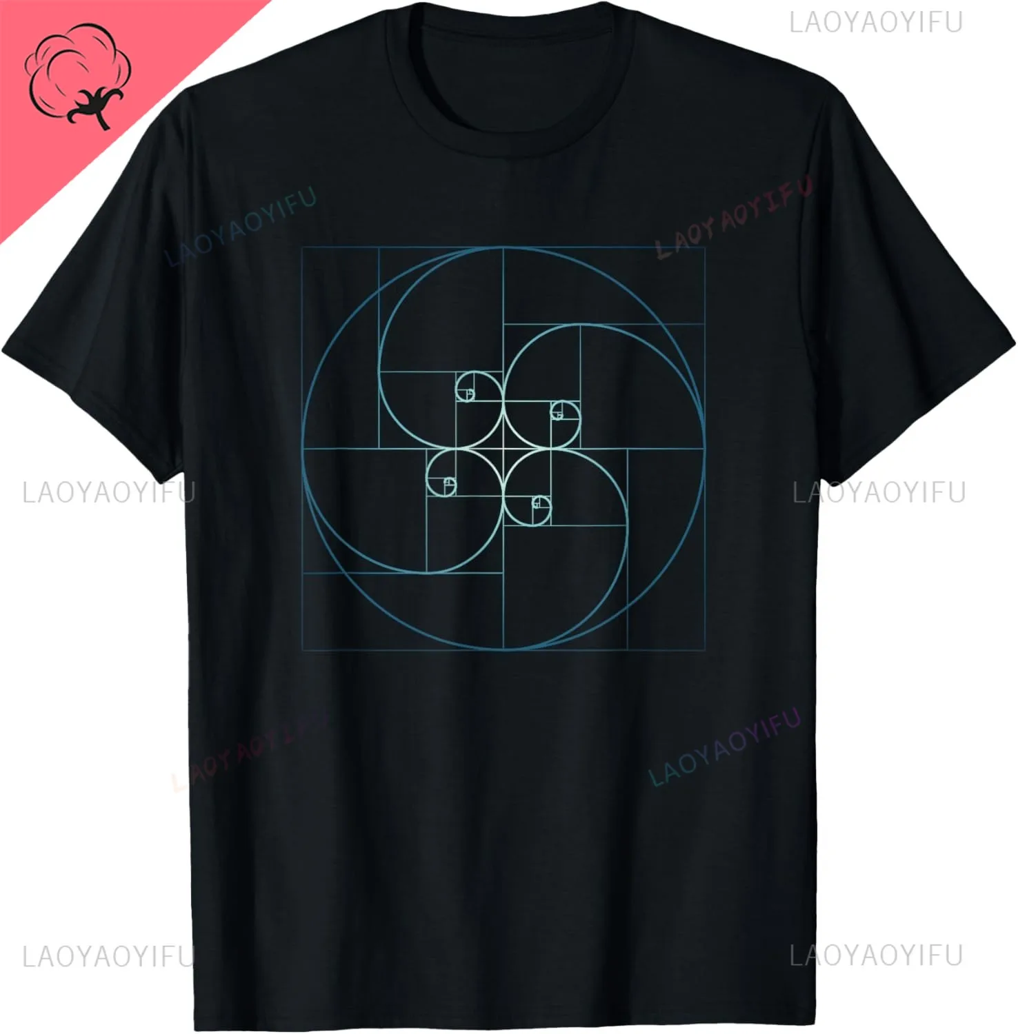 Fibonacci Golden Ratio T-Shirt Druck Original Design Geschenke T Shirts Baumwolle Streetwear Vintage T Shirt Camisas Streetwear – Detail 12