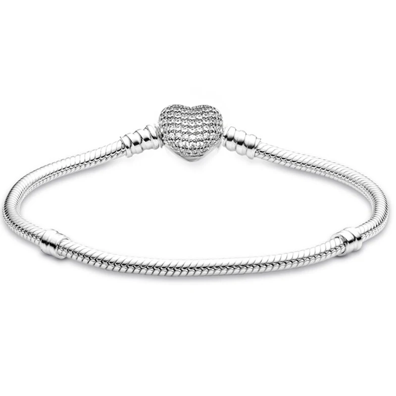 TOGORY Silver Plated Cute Crystal Owl Heart Snake Chain Charm Bracelet For Women Men Brand Bracelets DIY Jewelry Gift Making - Image 5