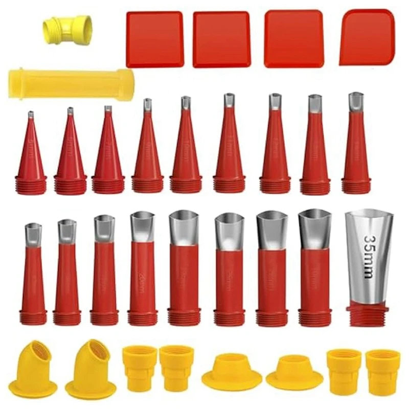 

32Pcs Caulking Finisher Kit Caulking Tool Kit Caulking Nozzle 18Pcs Caulking Nozzle Tips,10 Connect Base And 4 Grout Scraper