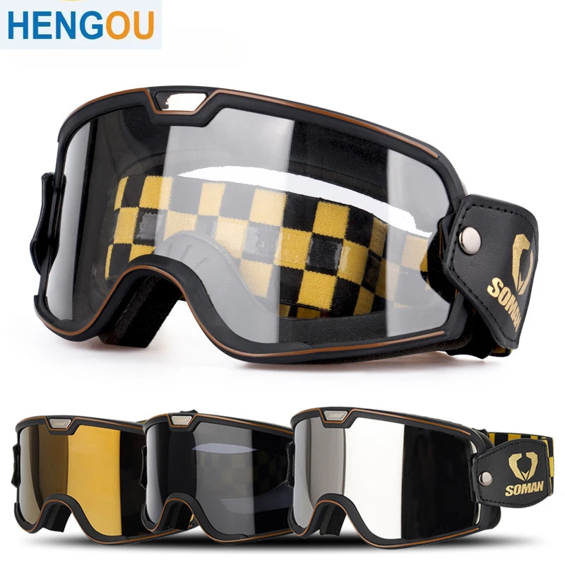 

Retro Goggle Men Women Motorcycle Outside Riding Motocross Off Road Downhill Four Season Powersport Riding Goggles