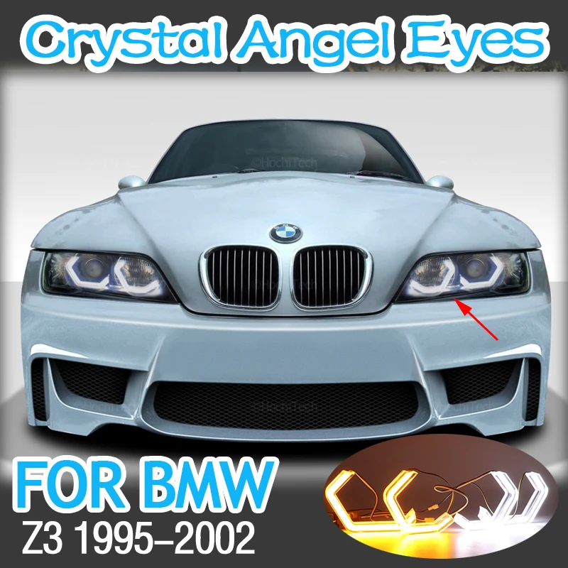 Bianco E Giallo M4 Style Led Headlight Angel Eyes Lampadina Halo Ring Lamp Per Bmw Z3 E36 E37 E38 Roadster Coupe 1995-2002