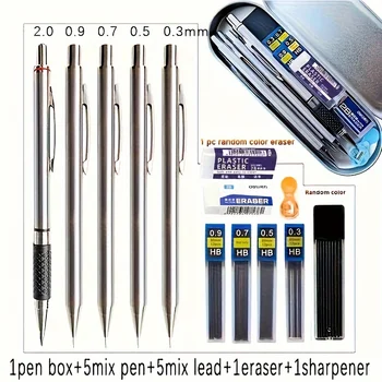 12pcs Metal Mechanical Pencil Set with Leads & Accessories 1