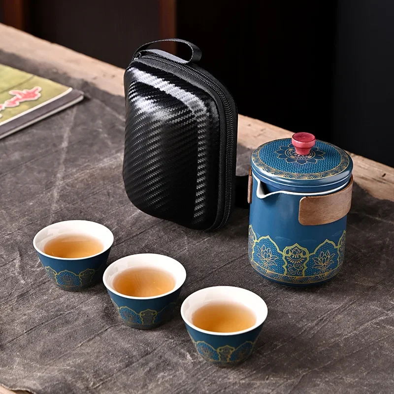 Travel Tea Set Portable Ceramic Kung Fu Outdoor Quick Cup Business Companion Gift Antique Charm Gift