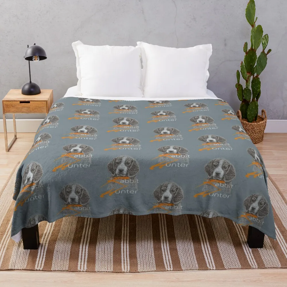 Rabbit Hunter Chasing Tail Rabbit Hunting Beagle Dogs - Bushy Tail Cottontail Throw Coperta Grandi Divani Di Moda Coperte