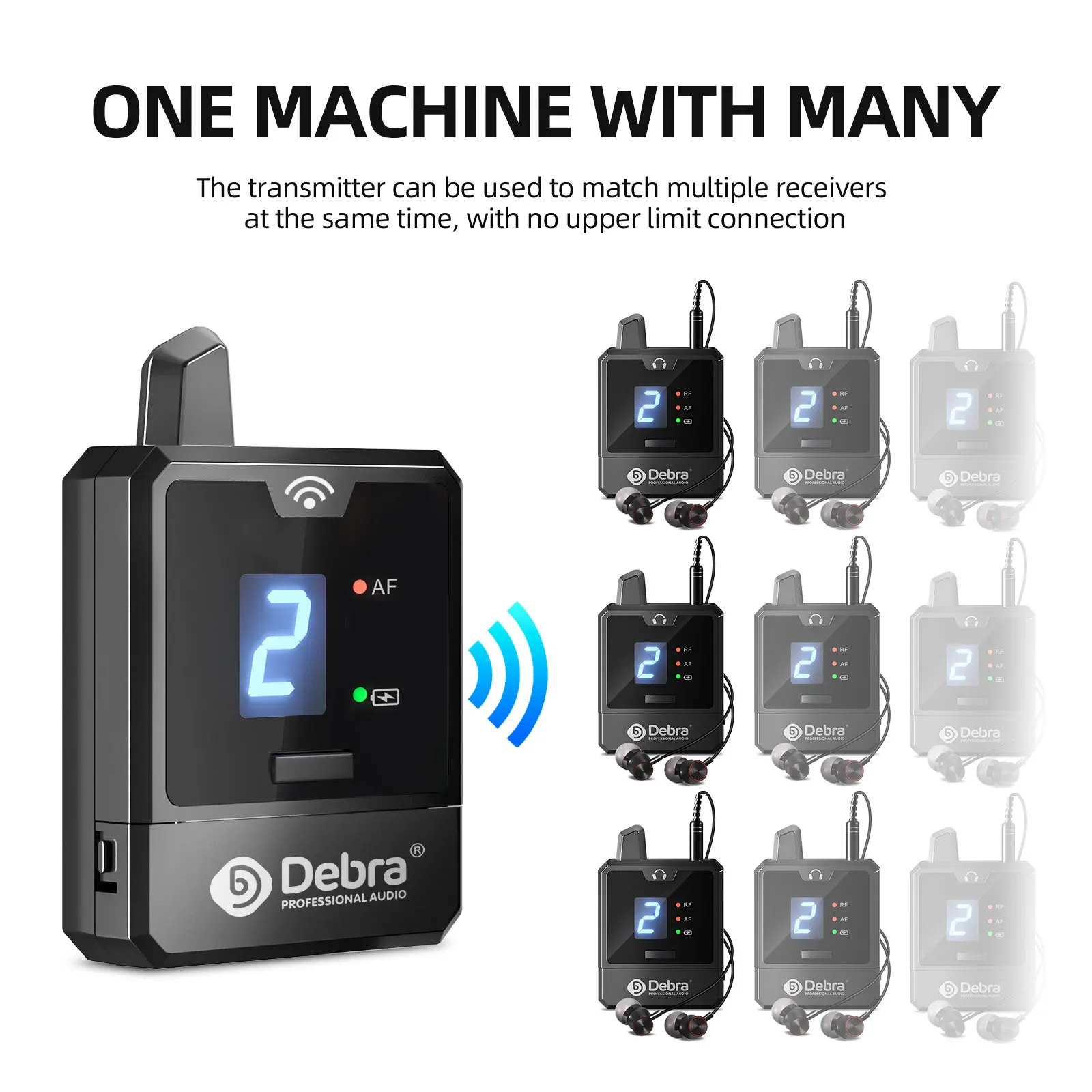 Wireless In Ear Monitor Debra UHF portable wireless in-ear monitoring system Stable signal reception Rechargeable Suitable for small concerts