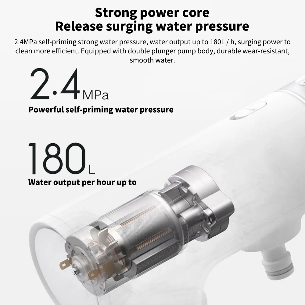 Xiaomi Mijia Electric Car Washer Gun 2.4MPA High Pressure Cleaner Foam Nozzle Auto Cleaning Care Cordless Car Washing Water Gun 2