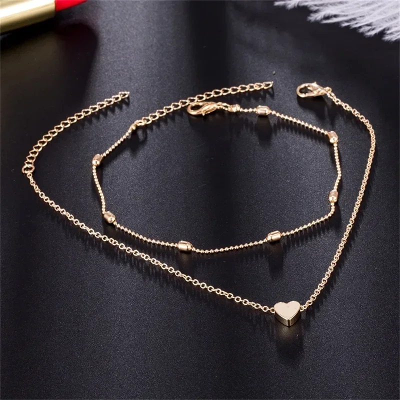 Silver Anklet Bracelet Ankle Chains Bead Bracelet Beads Anklet Fashion Accessories Delysia King Women Summer Round Bead Chain Love Anklet Simplicity Temperament Double-deck Holidays Bracelet