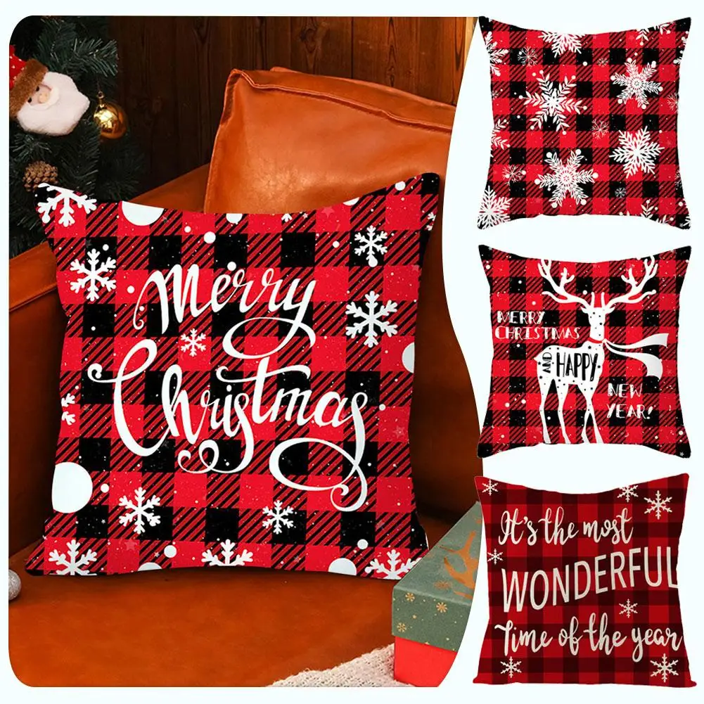 

45cmx45cm 2024 Christmas Pillowcase Home Decorative Cushion Living Pillow Xmas Room Ornaments Covers Sofa New Elk Cover Yea F2M6