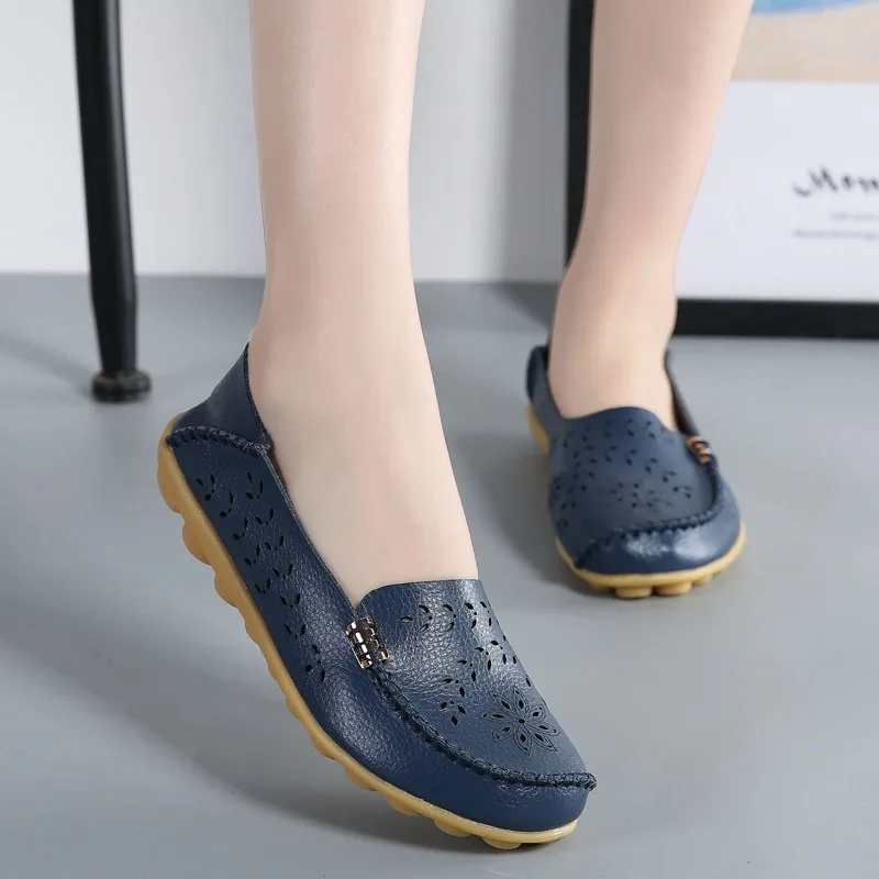 Women Shoes Slip on Loafers for Women Moccasins Casual Leather Sneakers Hollow out Flat Shoes for Women Casual Loafer Shoes