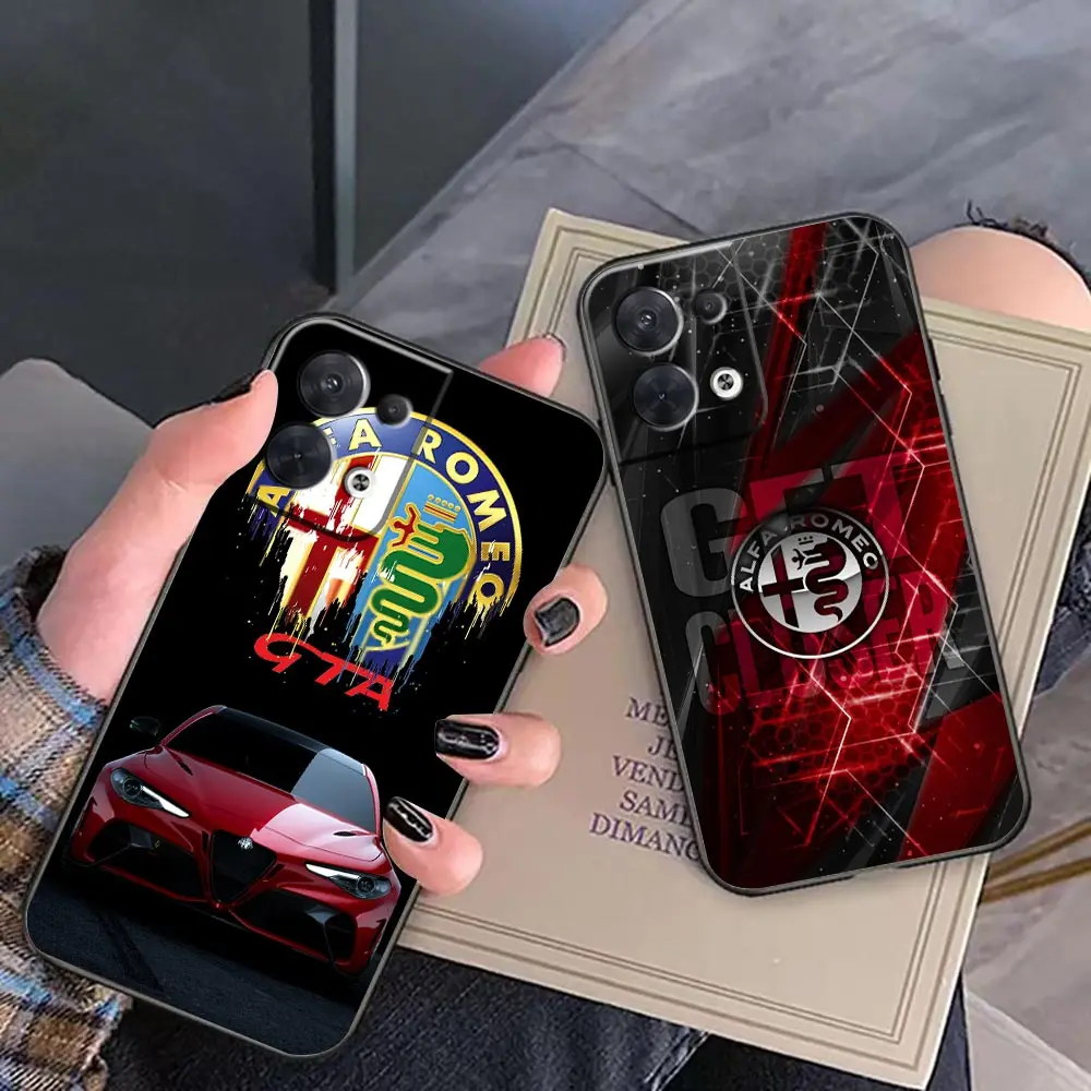 Luxury Car A-Alfa R-Romeo Phone Funda Coque Case Per Oppo Find X5 X3 X6 Reno 10 8 7 7Z 2Z 6 6Z 5 4 Lite Plus Custodia Shell Cover